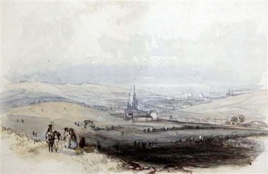 Thomas Creswick (1811-1869) View of Brighton from the Downs 7 x 12in.